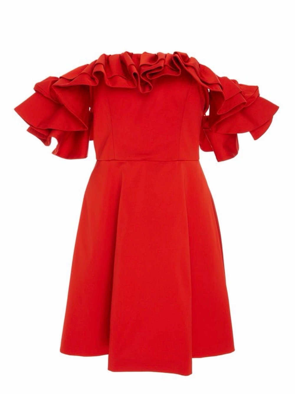 MESTIZA open shoulder ruffle mini red dress Size 4